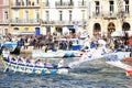 Water Jousting performance in SÃÂ¨te, Languedoc-Roussillon, south Royalty Free Stock Photo